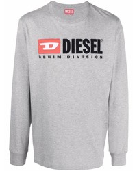 T-shirt à manche longue brodé gris Diesel