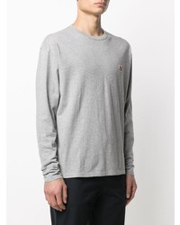 T-shirt à manche longue brodé gris MAISON KITSUNÉ