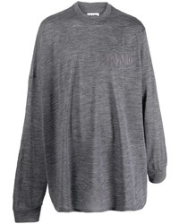 T-shirt à manche longue brodé gris Magliano