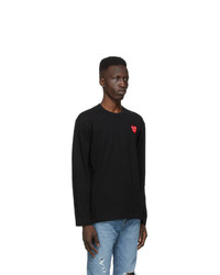 T-shirt à manche longue brodé noir Comme Des Garcons Play