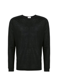 T-shirt à manche longue brodé noir Dondup