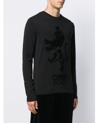 T-shirt à manche longue brodé noir Cavalli Class