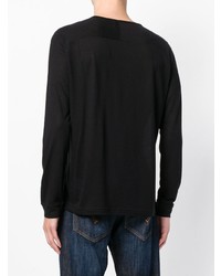 T-shirt à manche longue brodé noir Dondup