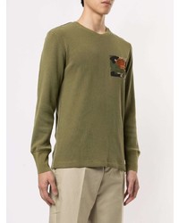 T-shirt à manche longue brodé olive Kent & Curwen