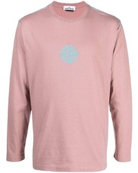 T-shirt à manche longue brodé rose