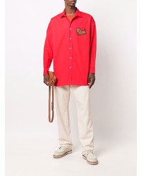 T-shirt à manche longue brodé rouge Jacquemus