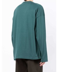 T-shirt à manche longue brodé vert foncé Jil Sander