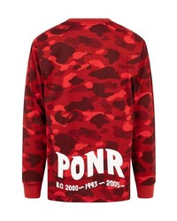 T-shirt à manche longue camouflage rouge A Bathing Ape