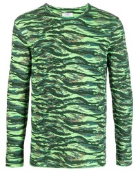 T-shirt à manche longue camouflage vert menthe