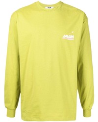 T-shirt à manche longue chartreuse MSGM
