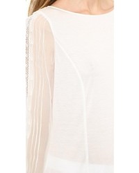 T-shirt à manche longue en dentelle blanc Nina Ricci