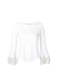 T-shirt à manche longue en dentelle blanc See by Chloe