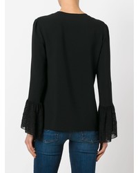 T-shirt à manche longue en dentelle noir Saint Laurent
