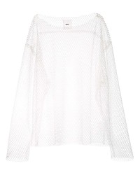 T-shirt à manche longue en tulle blanc Oamc