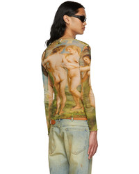 T-shirt à manche longue en tulle imprimé multicolore Jean Paul Gaultier