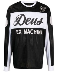 T-shirt à manche longue en tulle imprimé noir Deus Ex Machina