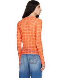 T-shirt à manche longue en tulle imprimé orange JW Anderson