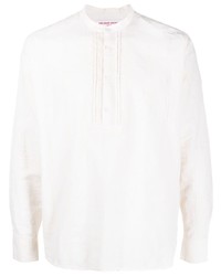 T-shirt à manche longue et col boutonné à rayures horizontales blanc Orlebar Brown
