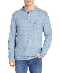 T-shirt à manche longue et col boutonné à rayures horizontales bleu clair