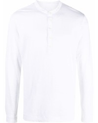 T-shirt à manche longue et col boutonné blanc 120% Lino