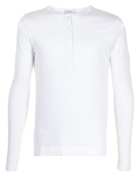 T-shirt à manche longue et col boutonné blanc Adam Lippes