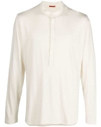 T-shirt à manche longue et col boutonné blanc Barena