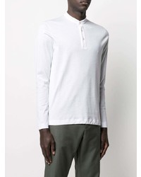 T-shirt à manche longue et col boutonné blanc Canali