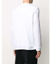 T-shirt à manche longue et col boutonné blanc Neil Barrett