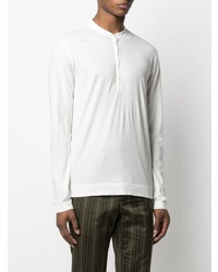 T-shirt à manche longue et col boutonné blanc Massimo Alba