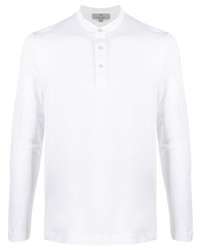 T-shirt à manche longue et col boutonné blanc Canali