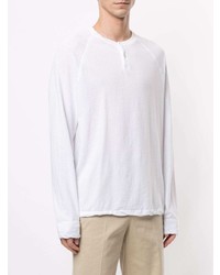 T-shirt à manche longue et col boutonné blanc James Perse
