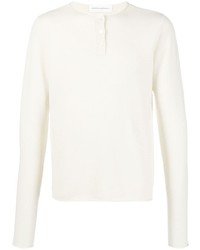 T-shirt à manche longue et col boutonné blanc Extreme Cashmere
