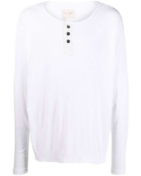 T-shirt à manche longue et col boutonné blanc Greg Lauren