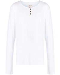 T-shirt à manche longue et col boutonné blanc Greg Lauren