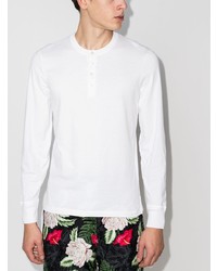 T-shirt à manche longue et col boutonné blanc Tom Ford