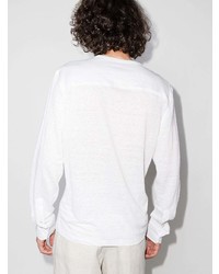 T-shirt à manche longue et col boutonné blanc Ermenegildo Zegna
