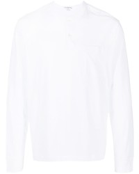 T-shirt à manche longue et col boutonné blanc James Perse