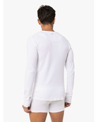 T-shirt à manche longue et col boutonné blanc Schiesser