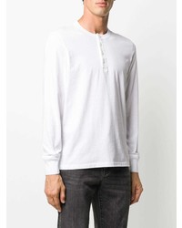 T-shirt à manche longue et col boutonné blanc Tom Ford