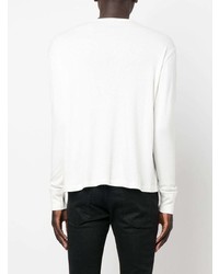 T-shirt à manche longue et col boutonné blanc Tom Ford