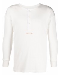 T-shirt à manche longue et col boutonné blanc Maison Margiela