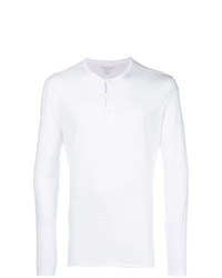 T-shirt à manche longue et col boutonné blanc Majestic Filatures