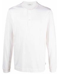 T-shirt à manche longue et col boutonné blanc Z Zegna