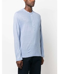 T-shirt à manche longue et col boutonné bleu clair MARANT