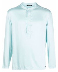 T-shirt à manche longue et col boutonné bleu clair Tom Ford