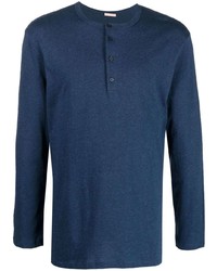 T-shirt à manche longue et col boutonné bleu marine 12 STOREEZ