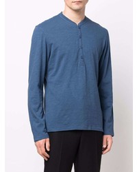 T-shirt à manche longue et col boutonné bleu marine Orlebar Brown