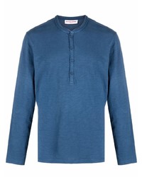 T-shirt à manche longue et col boutonné bleu marine Orlebar Brown