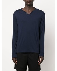 T-shirt à manche longue et col boutonné bleu marine Zadig & Voltaire