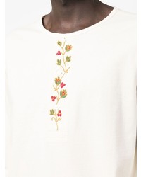 T-shirt à manche longue et col boutonné brodé blanc Ralph Lauren RRL